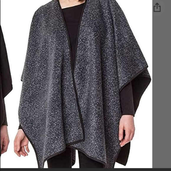 Ike Behar Reversible Open Poncho Shawl - Picture 1 of 7